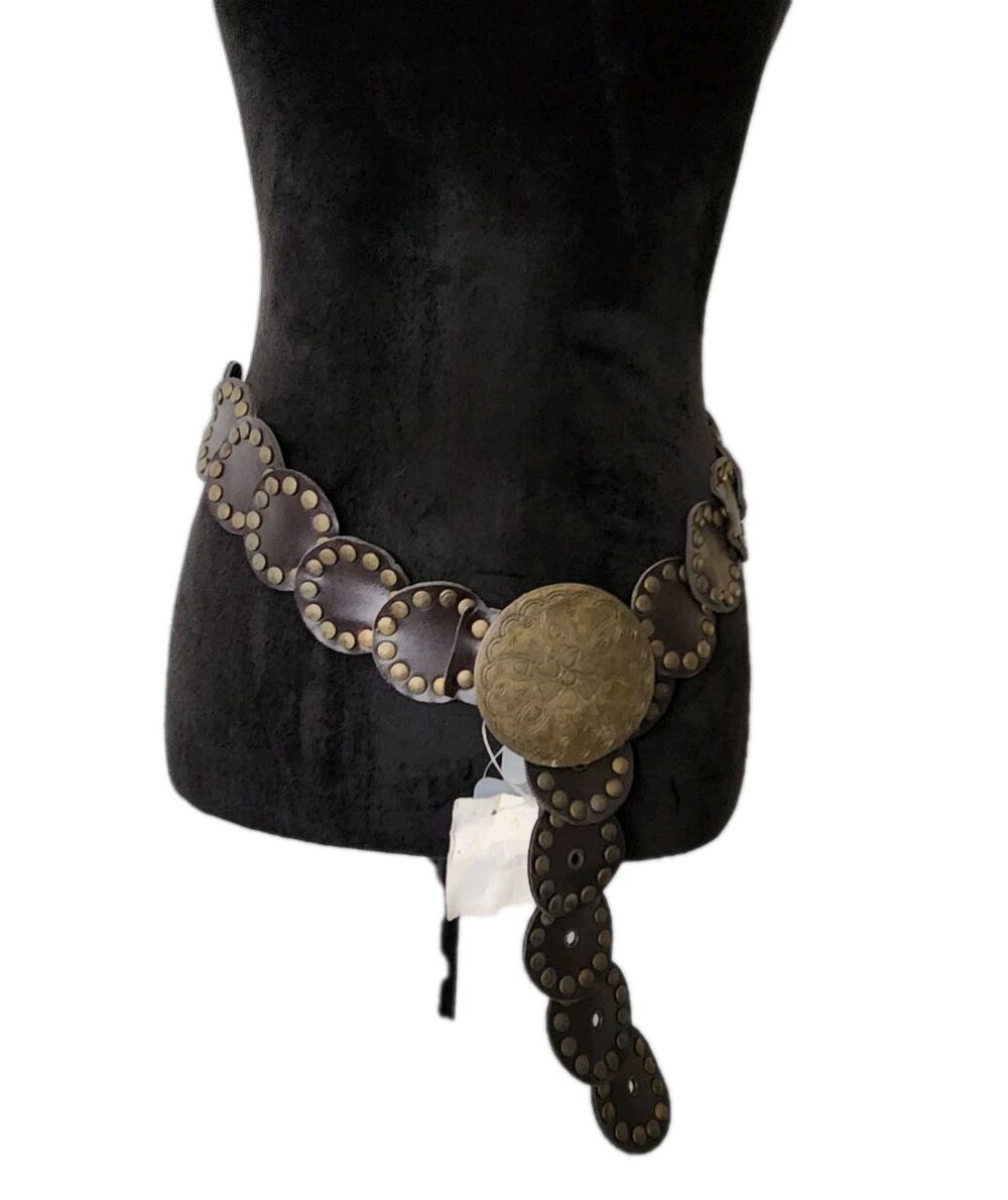 Nwt Vtg Y2K Charlotte Russe Brown Concho Leather Disk Belt Western Size M/L